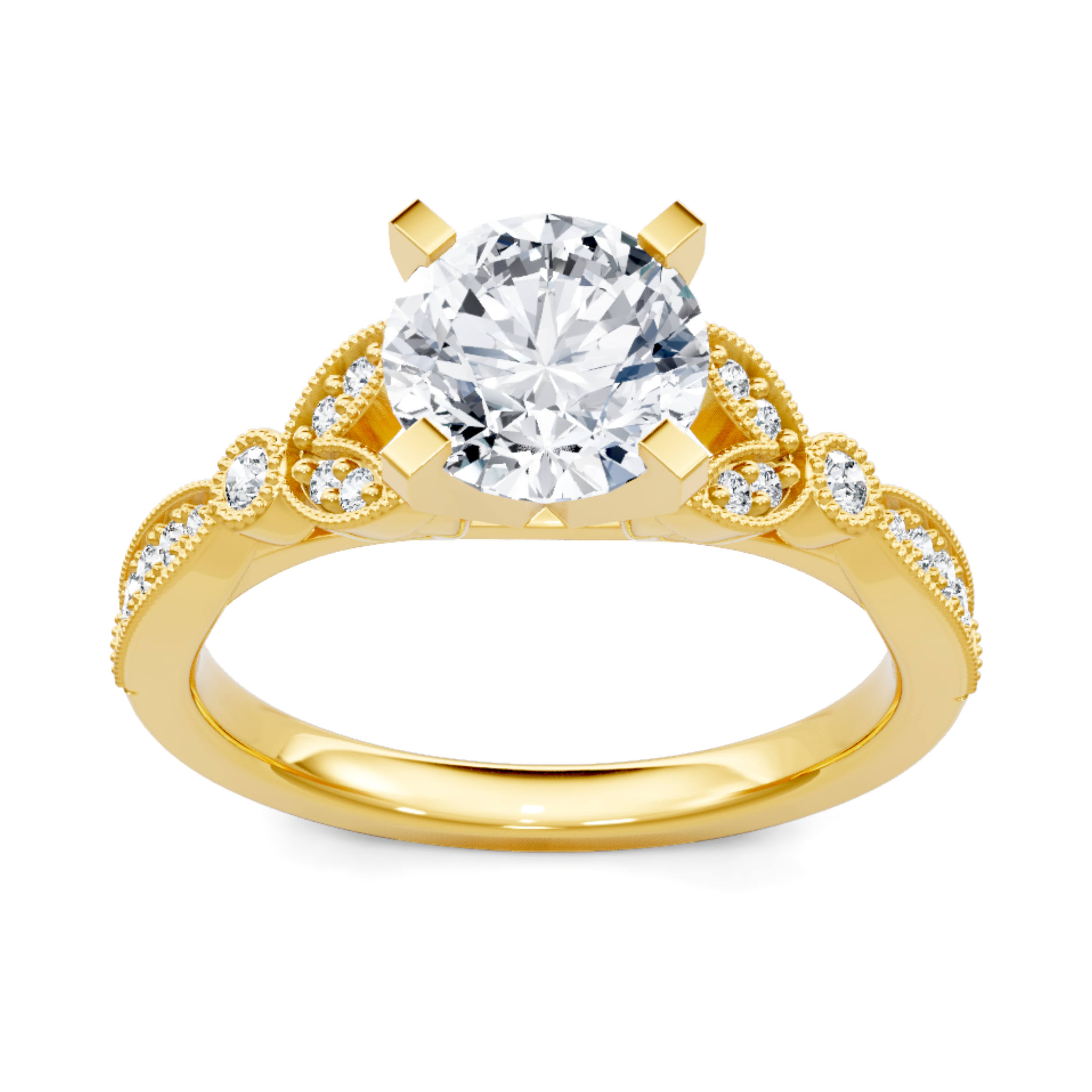 Imagine Bridal 14K Yellow Gold Round Diamond Engagement Ring 0.20ct