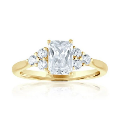Imagine Bridal 14K White Gold Emerald Diamond Engagement Ring 0.25ct