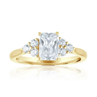 Imagine Bridal 14K White Gold Emerald Diamond Engagement Ring 0.25ct