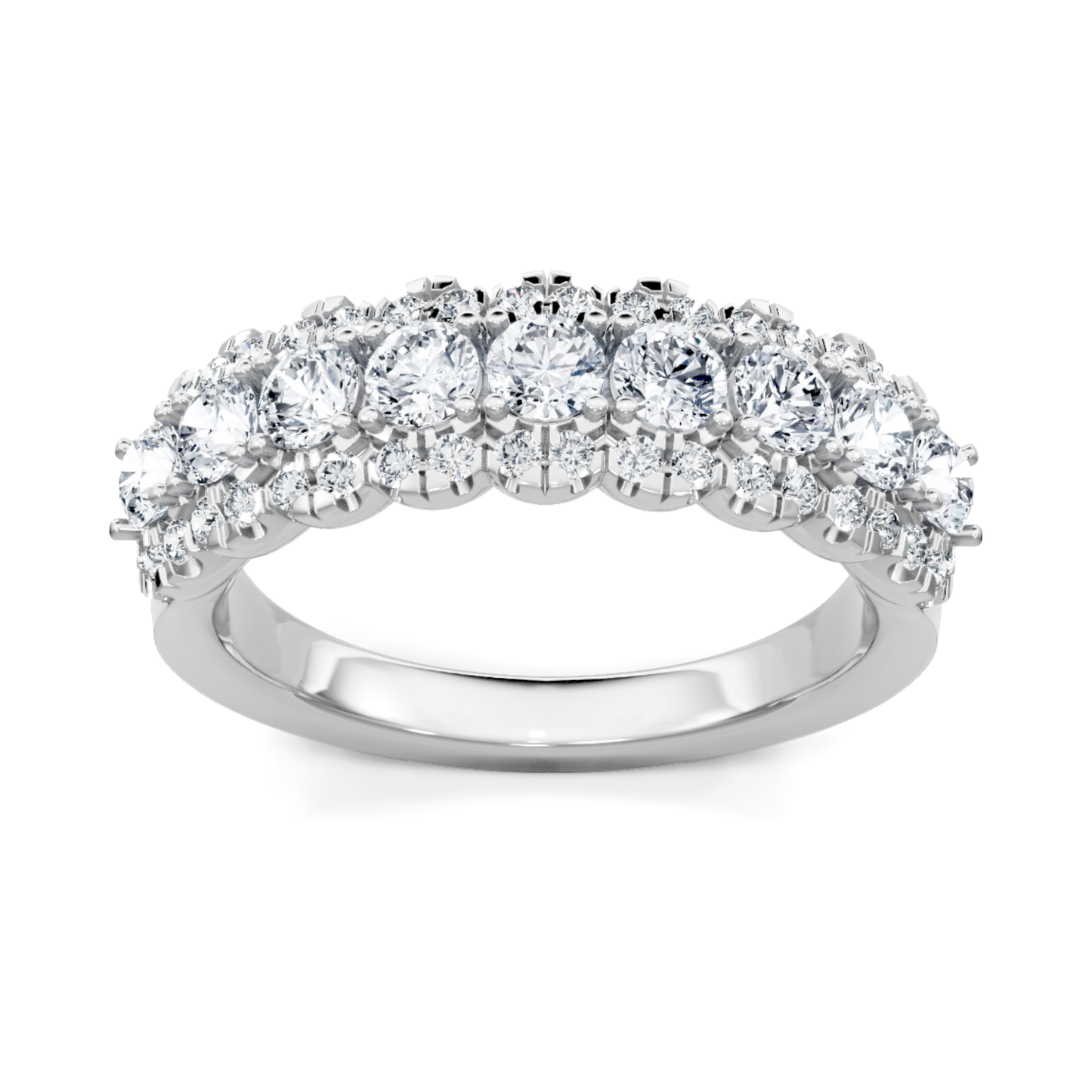 Imagine Bridal 14K White Gold Round Diamond Comfort Fit Wedding Band 1.10ct