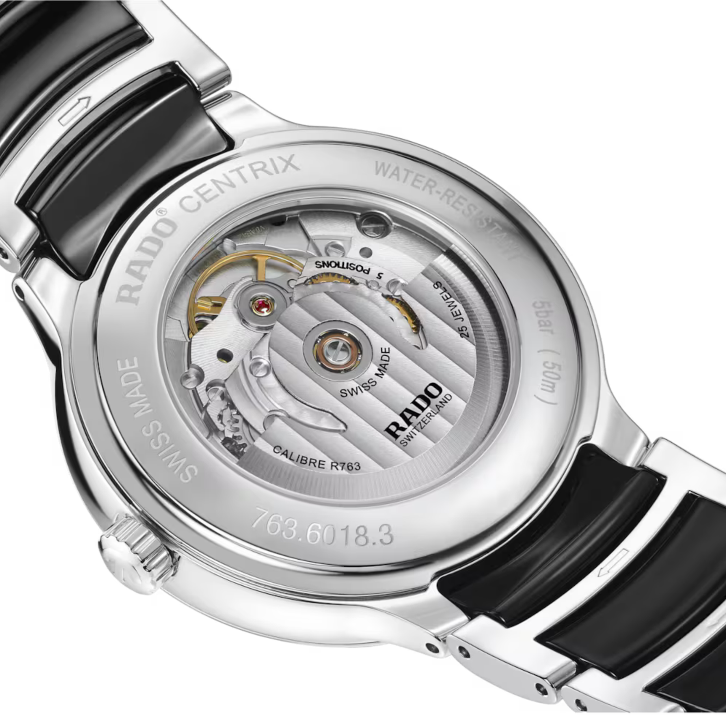 Rado Centrix Diamond Black Stainless Steel Automatic Watch 39.5mm