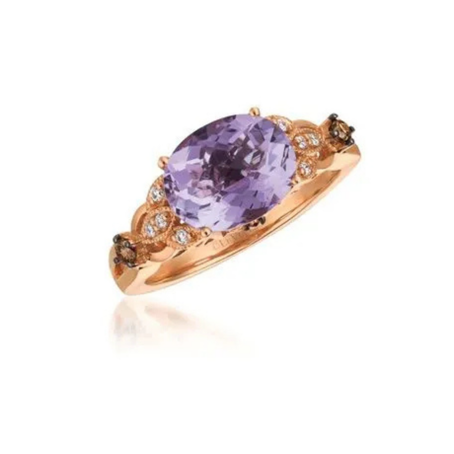Le Vian 14K Strawberry Gold Chocolatier Grape Amethyst, Chocolate & Vanilla Diamond Ring 2ct