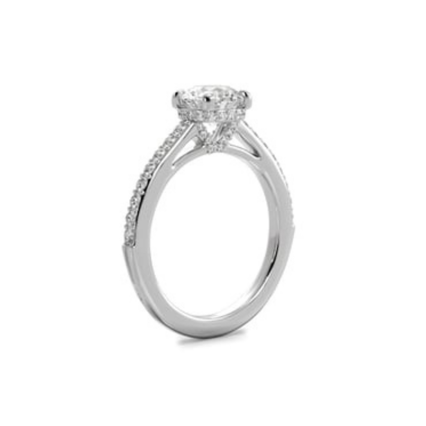 Ritani Round Lab Grown Diamond 1.58 ct Halo Engagement Ring in 18K White Gold