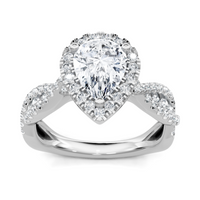 Imagine Bridal 14K White Gold Pear Diamond Engagement Ring 0.50ct