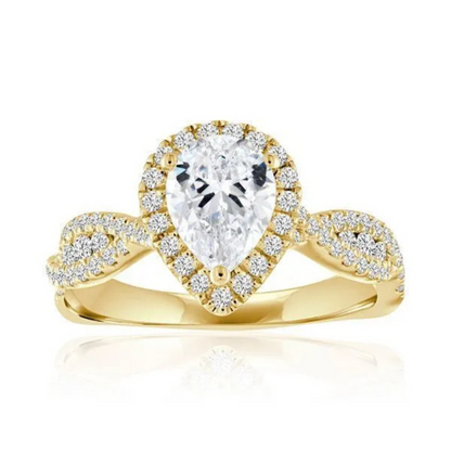Imagine Bridal 14K White Gold Pear Diamond Engagement Ring 0.50ct