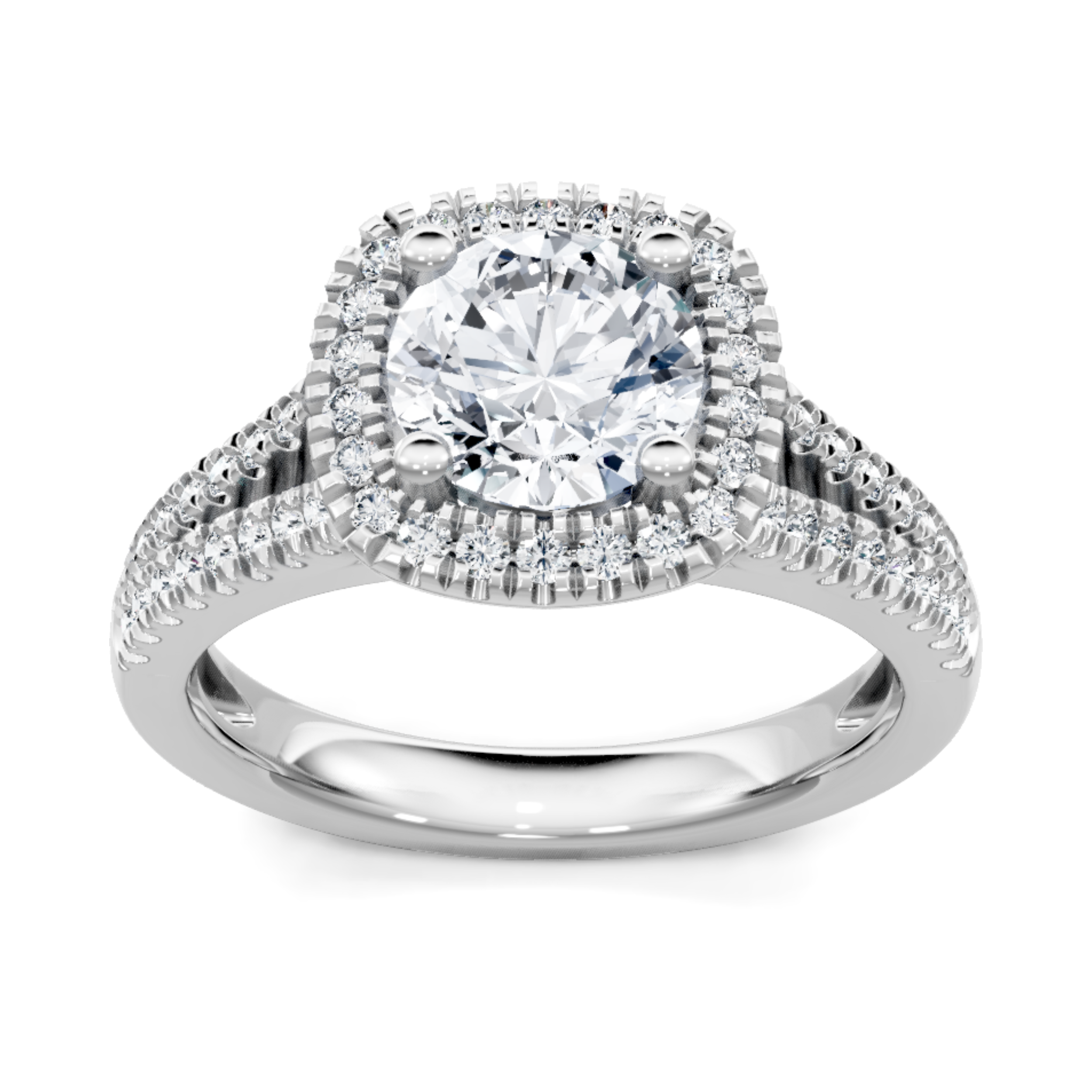 Imagine Bridal 14K White Gold Cushion Diamond Engagement Ring 0.38ct