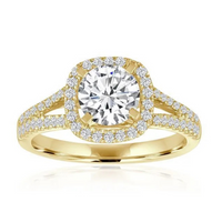 Imagine Bridal 14K White Gold Cushion Diamond Engagement Ring 0.38ct