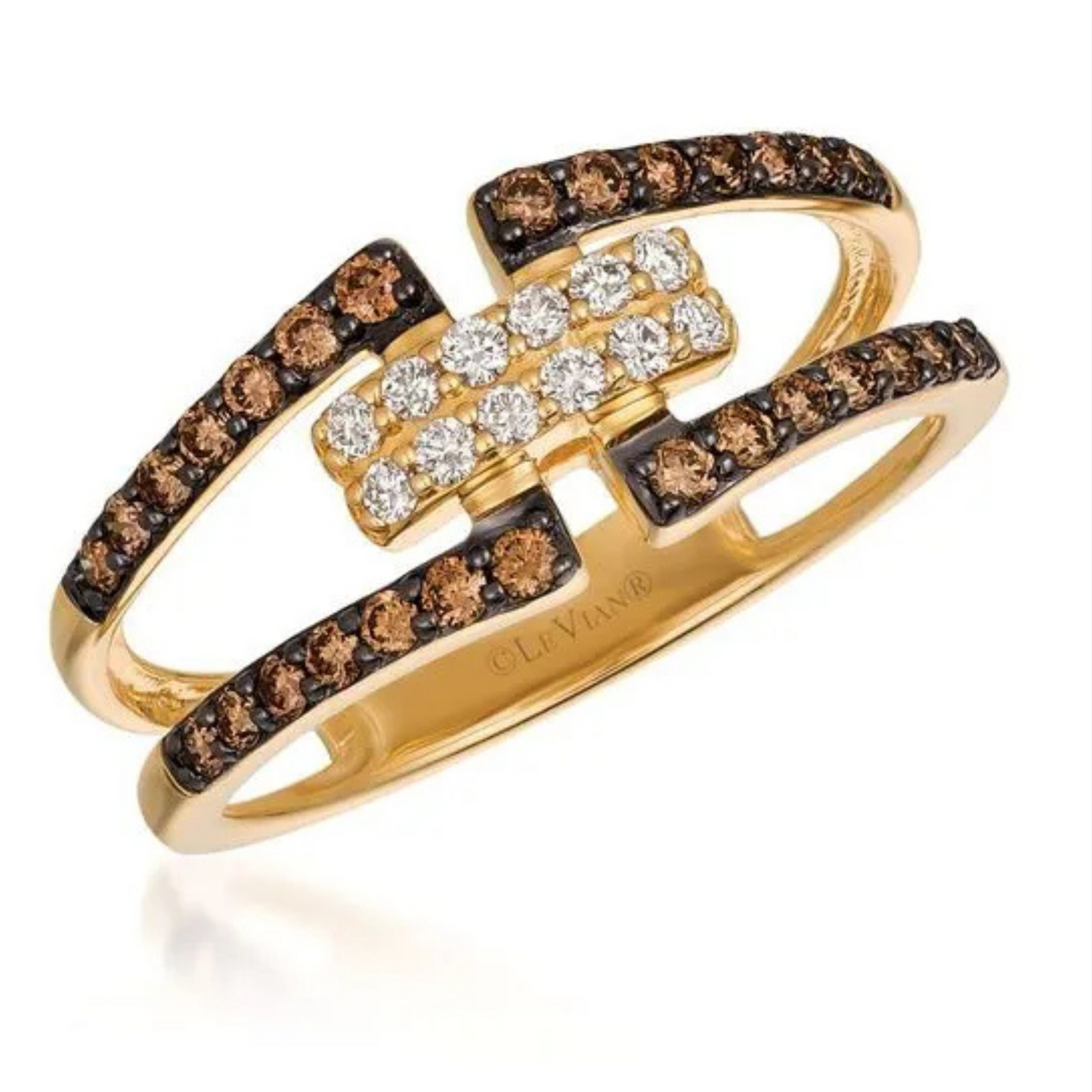 Le Vian 14K Honey Gold Chocolatier Chocolate & Vanilla Diamond Ring 0.333ct