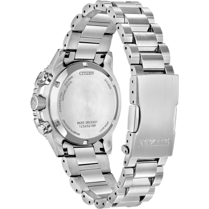 Citizen Promaster Navihawk Pilot Chronograph Silver Stainnless Steel Watch 40 mm