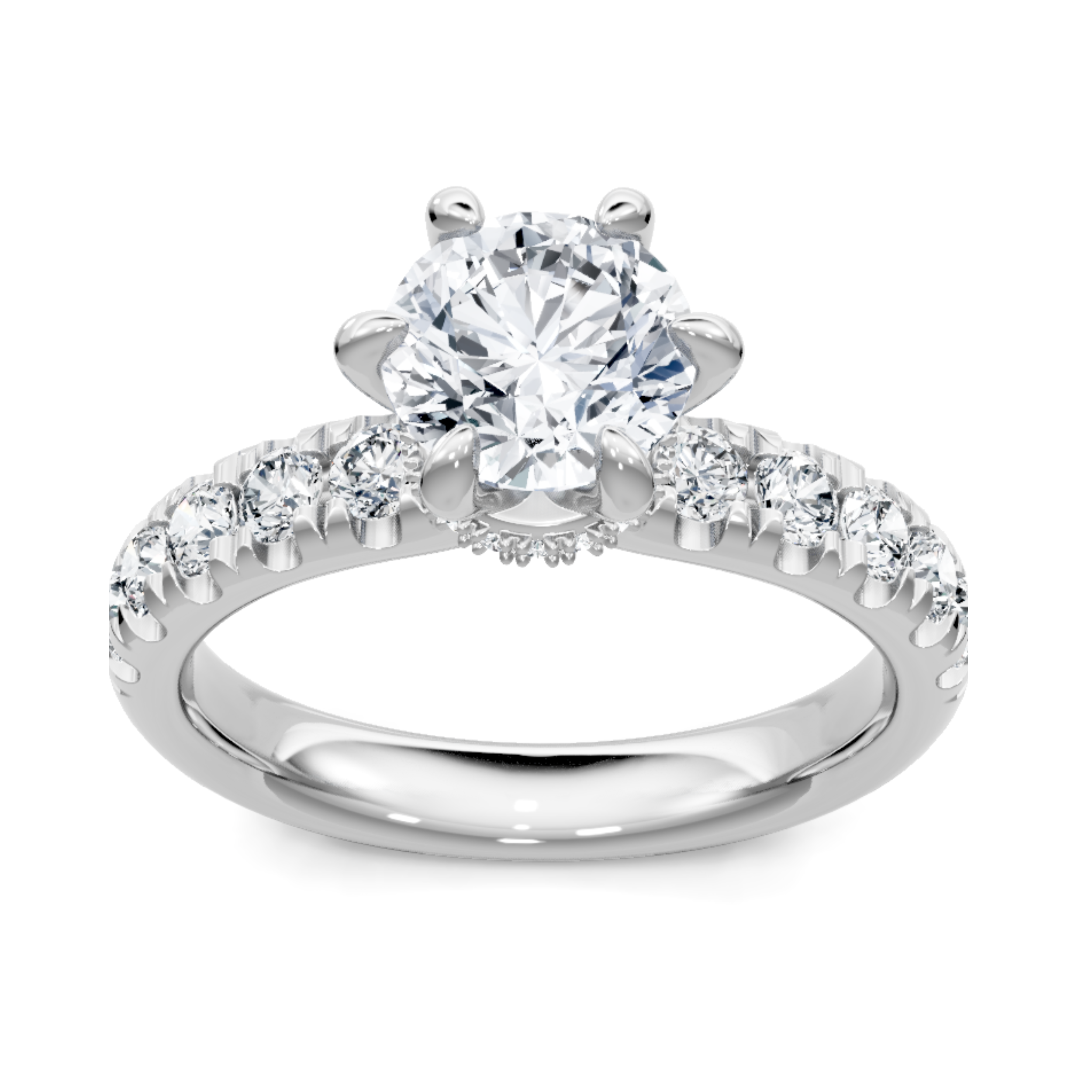Imagine Bridal 14K White Gold Round Diamond Engagement Ring 0.75ct