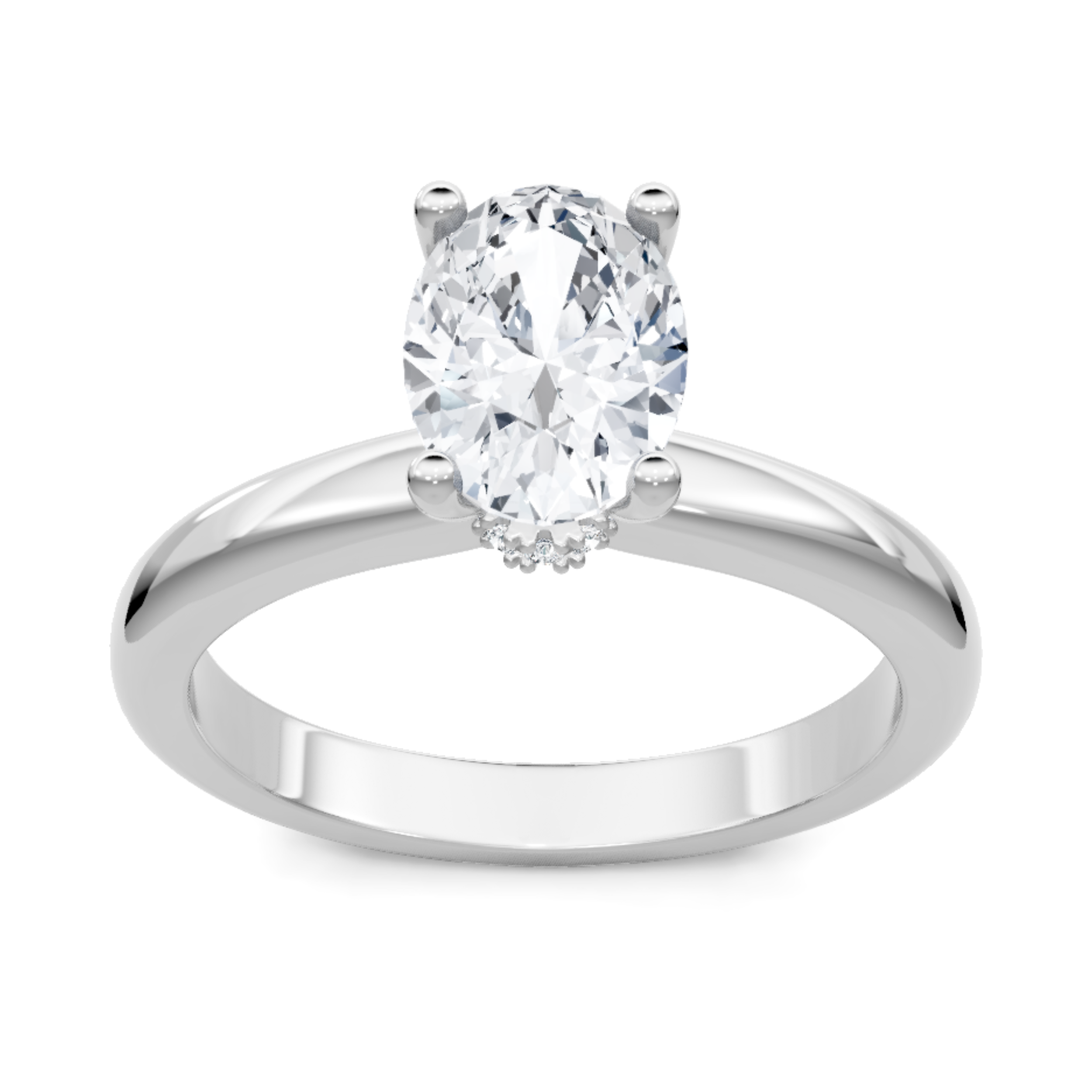 Imagine Bridal 14K White Gold Oval Diamond Engagement Ring 0.04ct