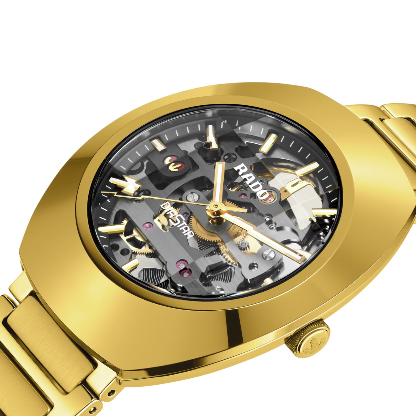 Rado DiaStar Original Grey Skeleton Gold Automatic Watch 38 mm