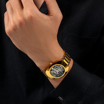 Rado DiaStar Original Grey Skeleton Gold Automatic Watch 38 mm