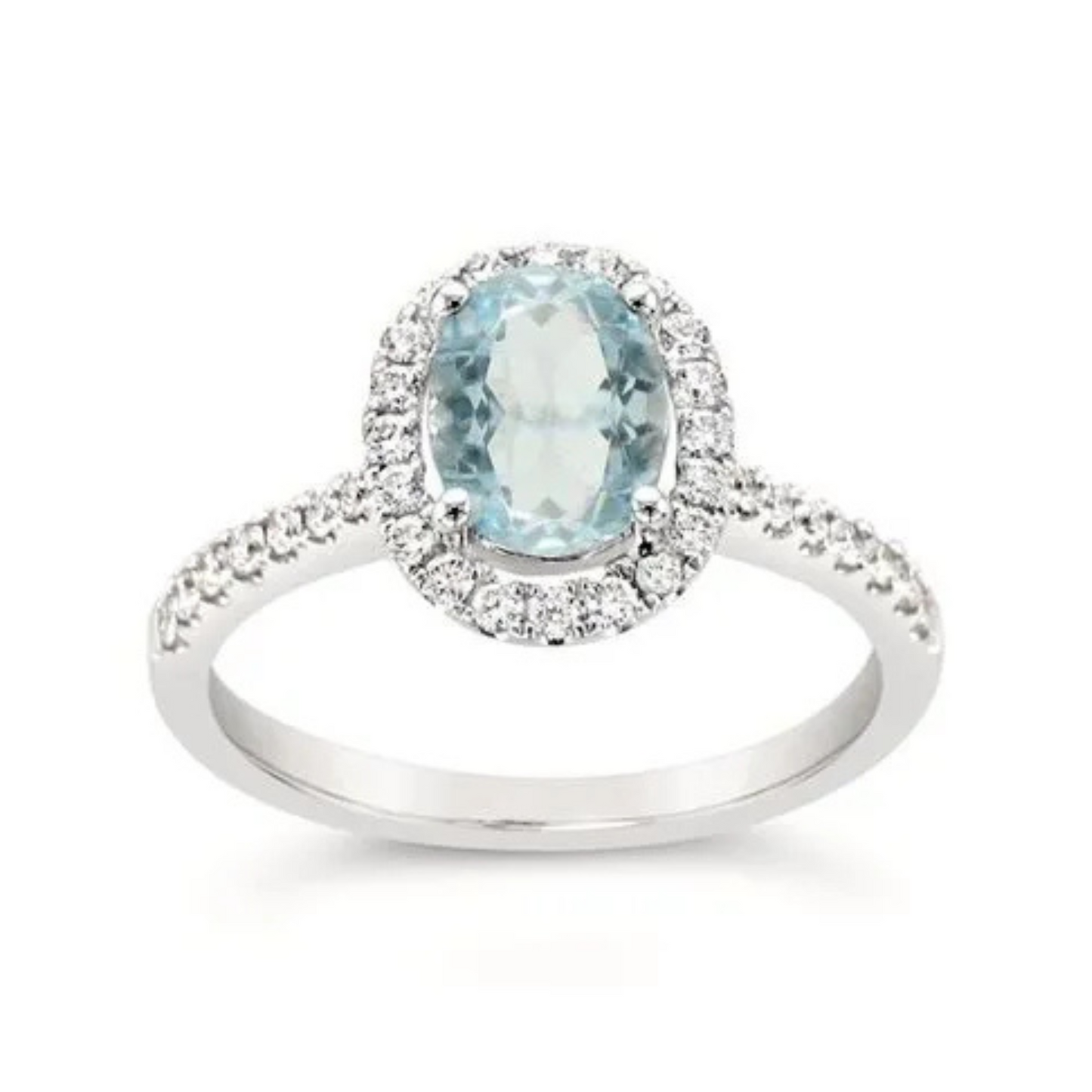 Le Vian 14K Vanilla Gold Bridal Sea Blue Aquamarine & Vanilla Diamond Ring 0.875ct