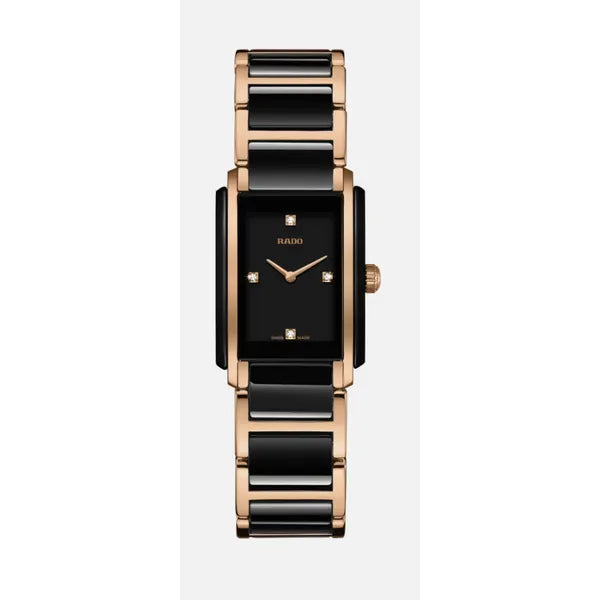 Rado Integral Diamonds 22mm Black Dial Black High-Tech Ceramic & Stainless Steel Quartz Watch – Luxurious Rectangular Design
