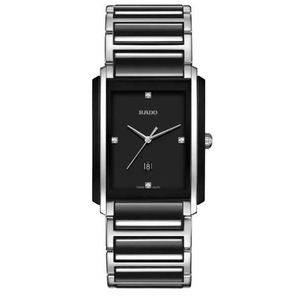 Rado Integral 31mm Black Dial Black High-Tech Ceramic & Stainless Steel Quartz Watch – Elegant Two-Tone Design