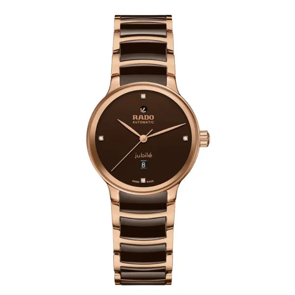 Rado Centrix 28mm Black Dial Stainless Steel & Ceramic Quartz Watch – Sleek Modern Design