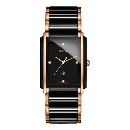 Rado Integral 31mm Black Dial Black High-Tech Ceramic & Stainless Steel Quartz Watch – Contemporary Rectangular Style