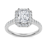 Imagine Bridal 14K White Gold Emerald Diamond Engagement Ring 0.38ct
