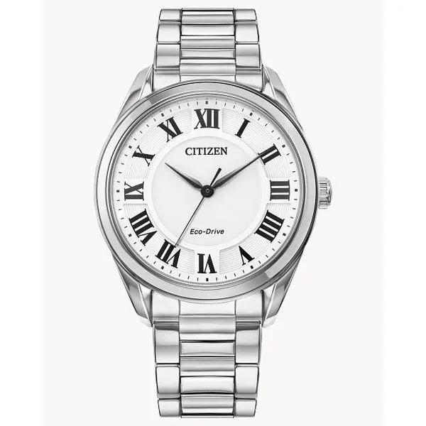 Citizen Arezzo Silver Stainless Steel Roman Numeral Watch 32 mm