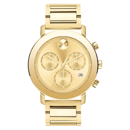 Movado Bold Chronograph Analog Watch for Men | Stainless Steel Case & Leather Strap watch