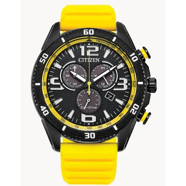 Citizen Brycen Black Dial Yellow Silicone Strap Chronograph