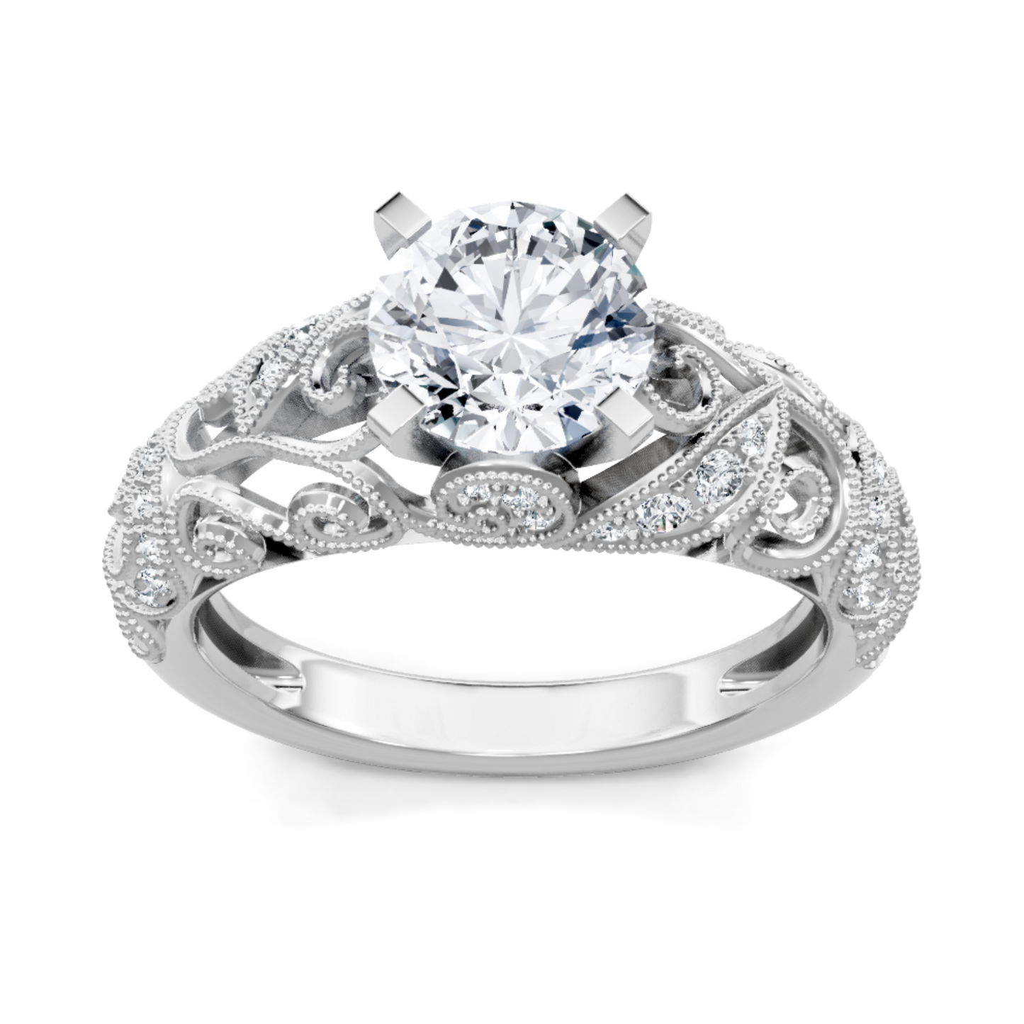 Imagine Bridal 14K White Gold Round Diamond Engagement Ring 0.17ct