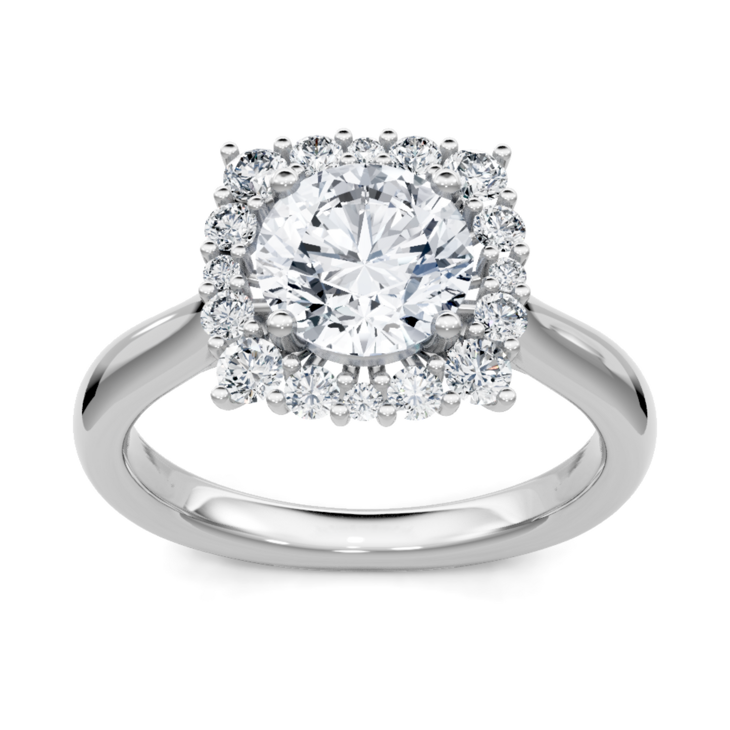 Imagine Bridal 14K White Gold Cushion Diamond Engagement Ring 0.38ct