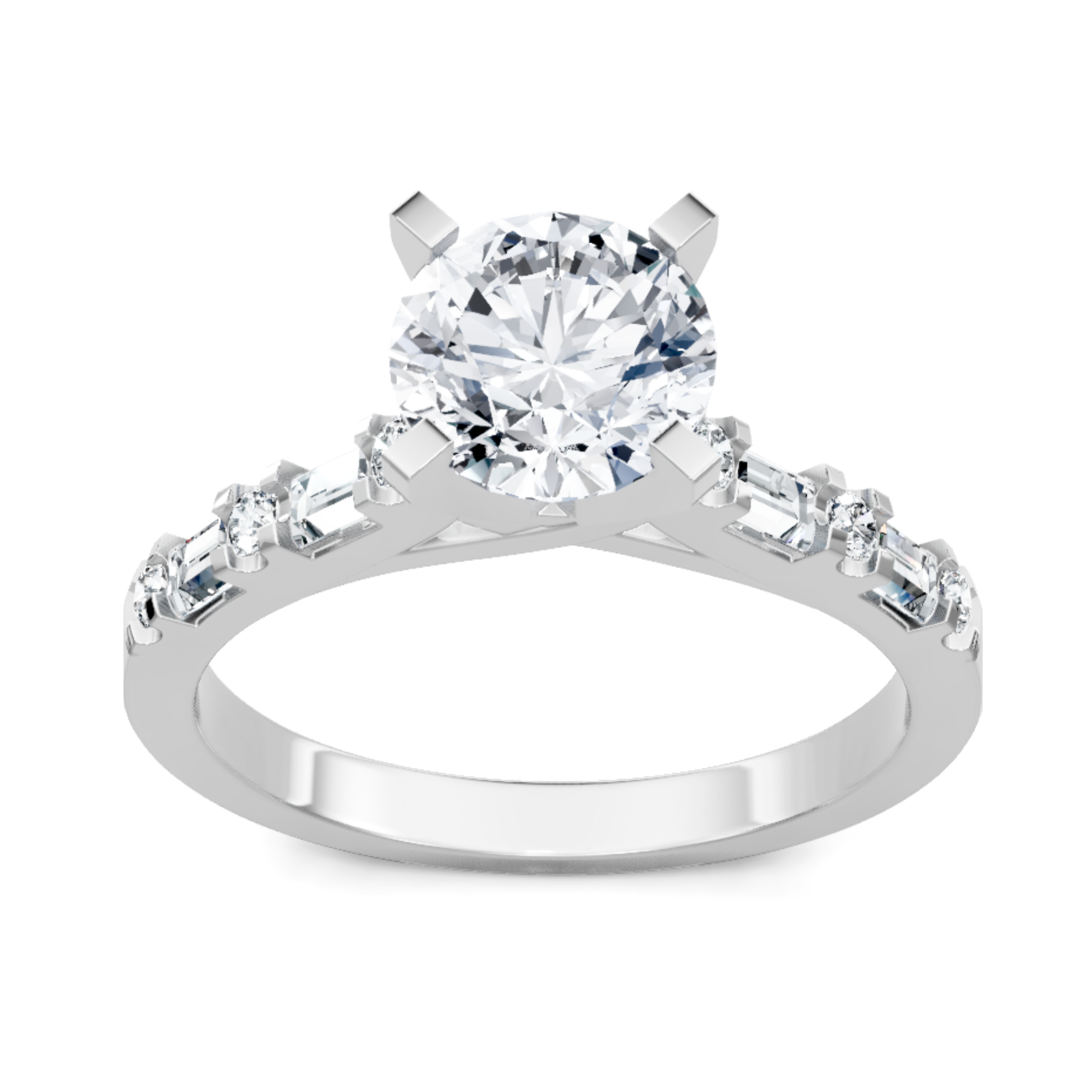 Imagine Bridal 14K White Gold Baguette Diamond Engagement Ring 0.20ct