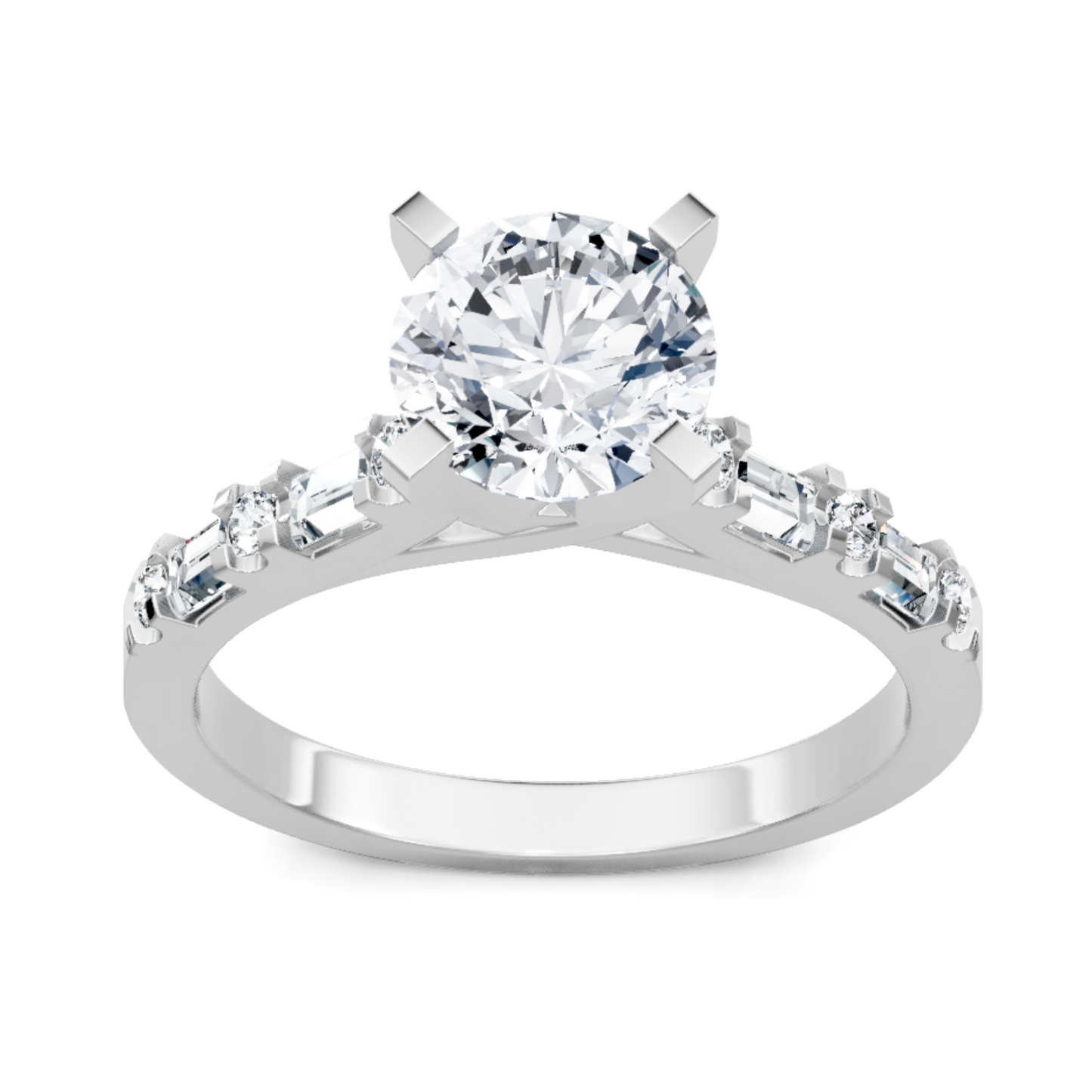 Imagine Bridal 14K White Gold Baguette Diamond Engagement Ring 0.20ct