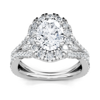 Imagine Bridal 14K White Gold Oval Diamond Engagement Ring 0.10ct