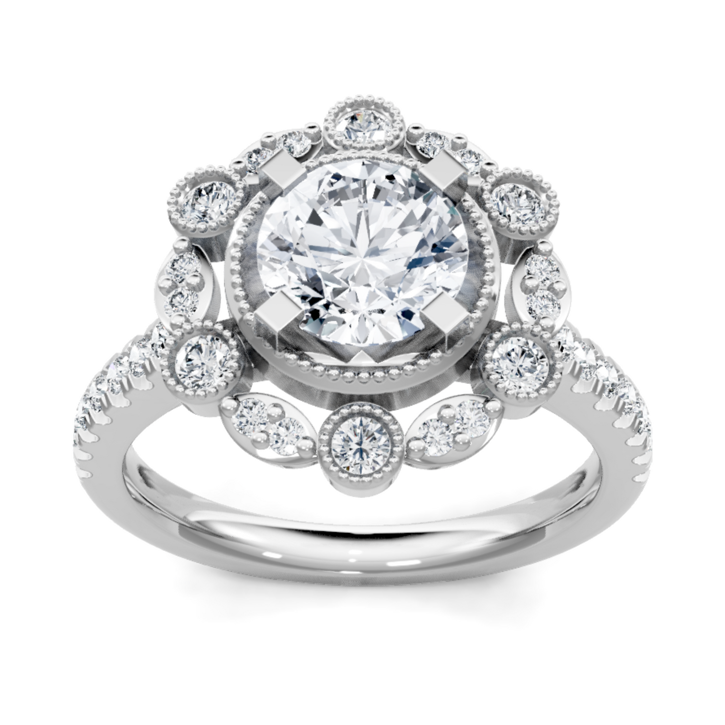 Imagine Bridal 14K White Gold Round Diamond Engagement Ring 0.40ct