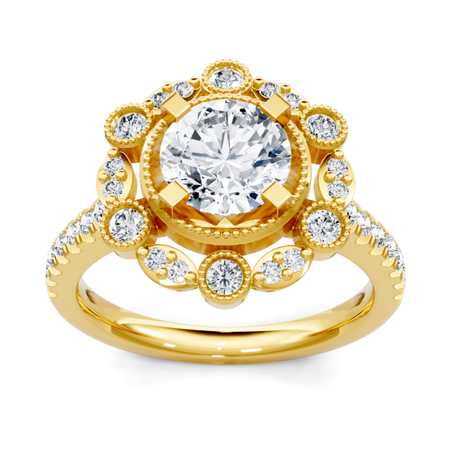 Imagine Bridal 14K Yellow Gold Round Diamond Engagement Ring 0.40ct