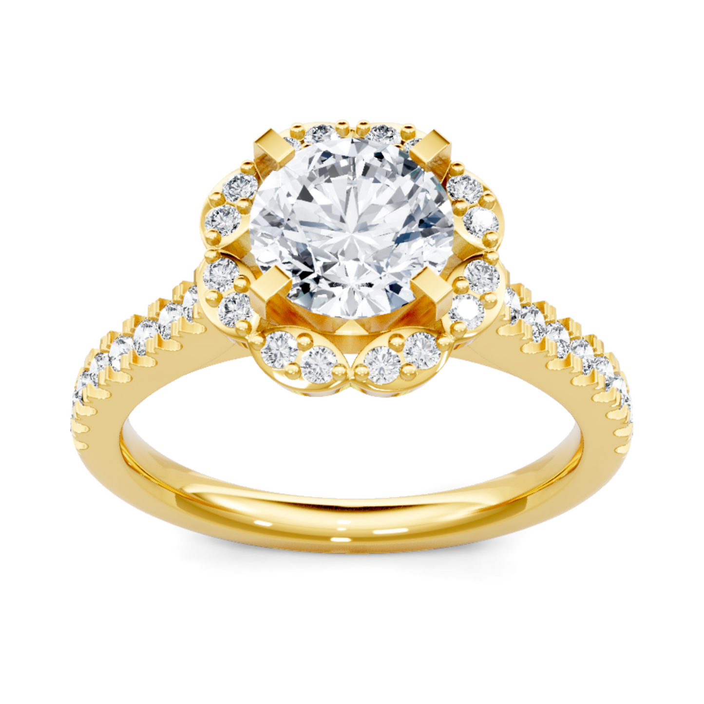 Imagine Bridal 14K Yellow Gold Round Diamond Engagement Ring 0.33ct