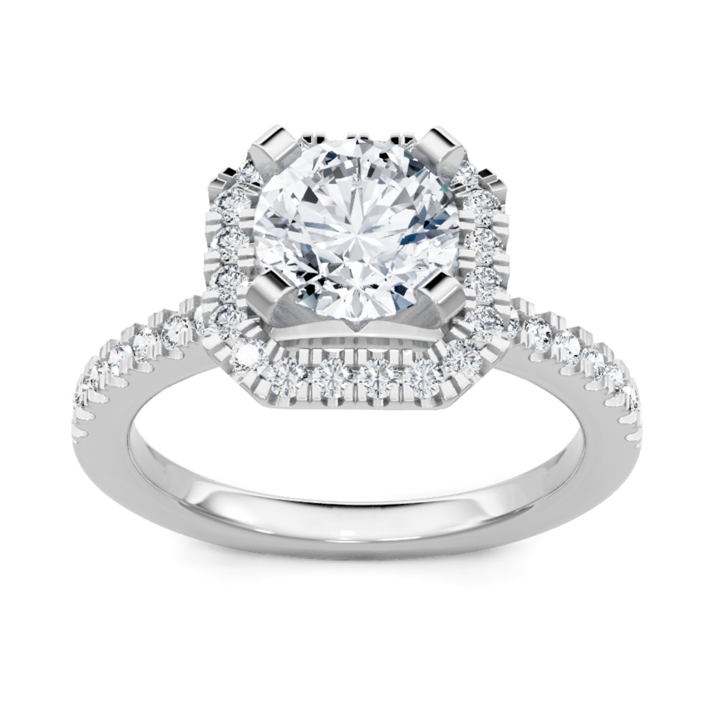 Imagine Bridal 14K White Gold Round Diamond Engagement Ring 0.38ct