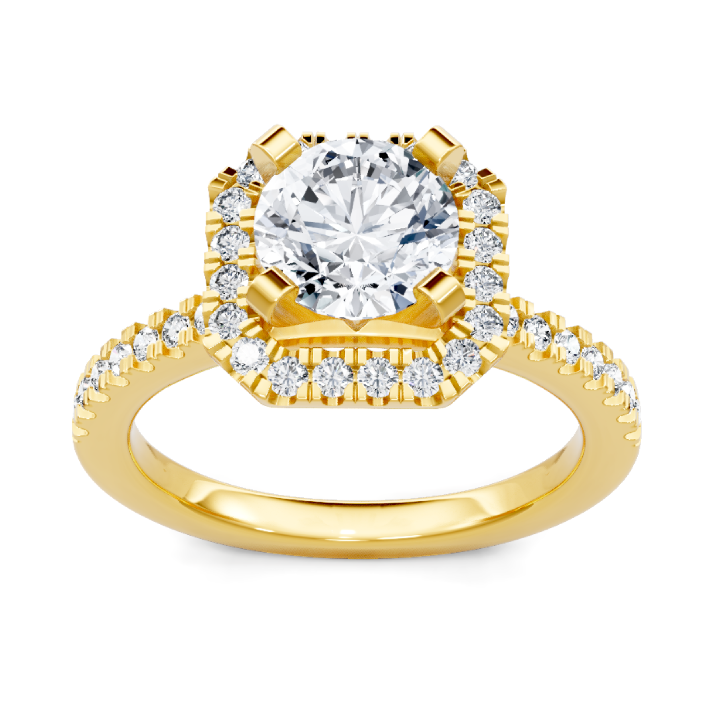 Imagine Bridal 14K Yellow Gold Round Diamond Engagement Ring 0.38ct