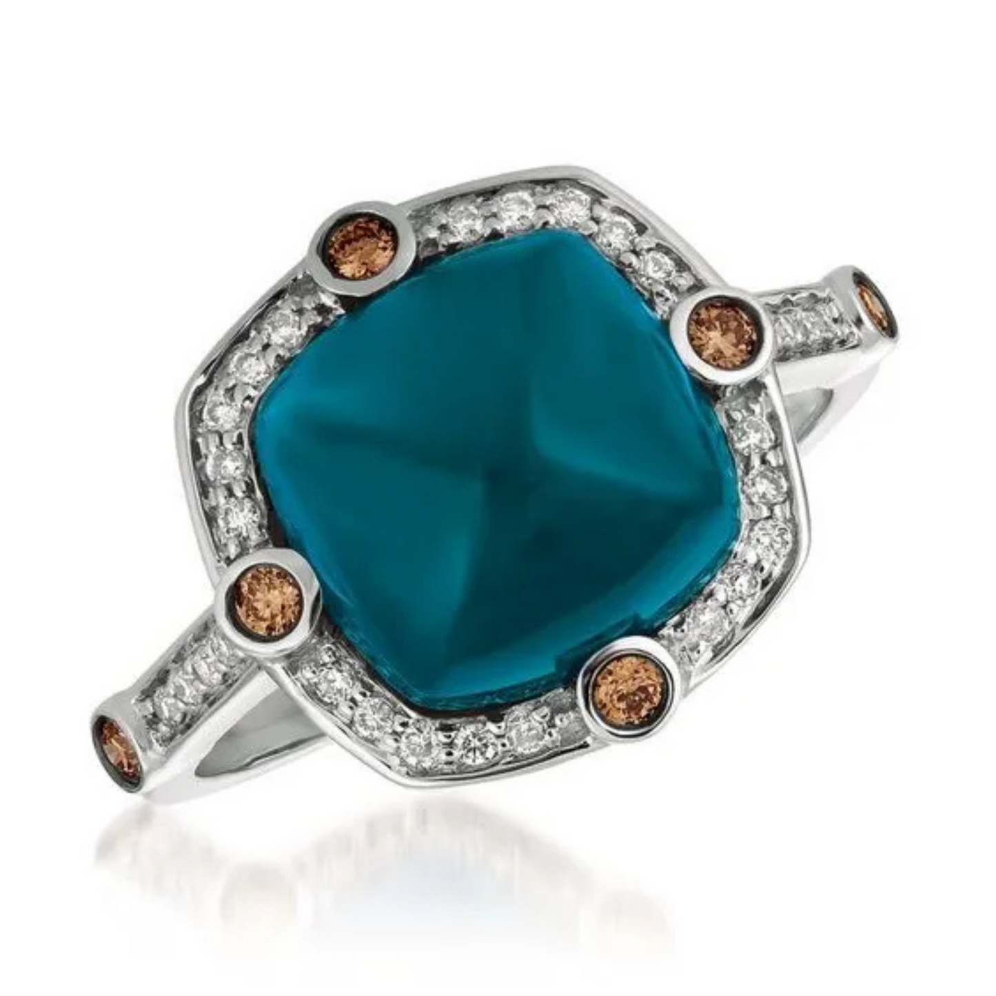 Le Vian 14K Vanilla Gold Chocolatier Deep Sea Blue Topaz & Diamonds Ring 5.2ct