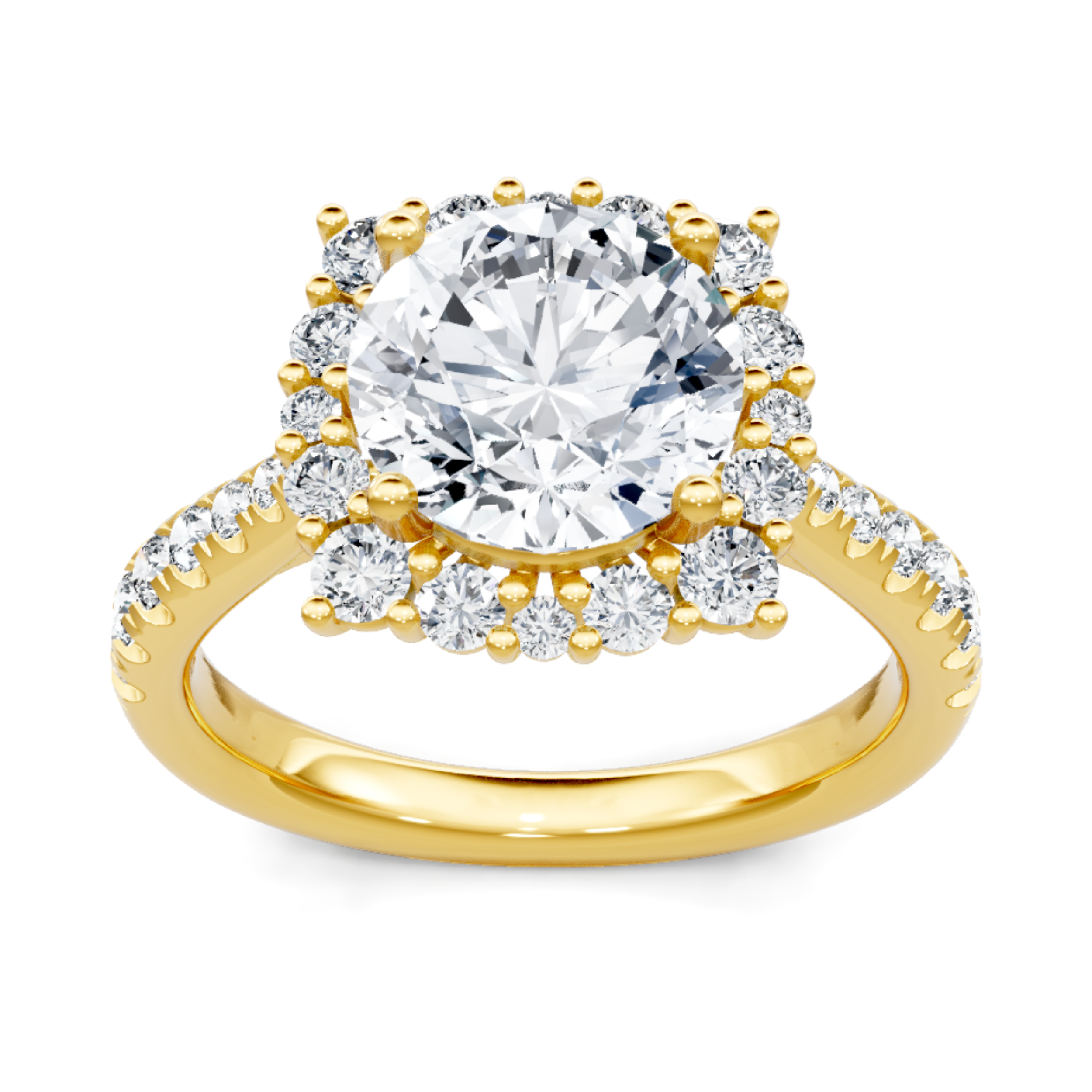 Imagine Bridal 14K Yellow Gold Cushion Diamond Engagement Ring 0.62ct