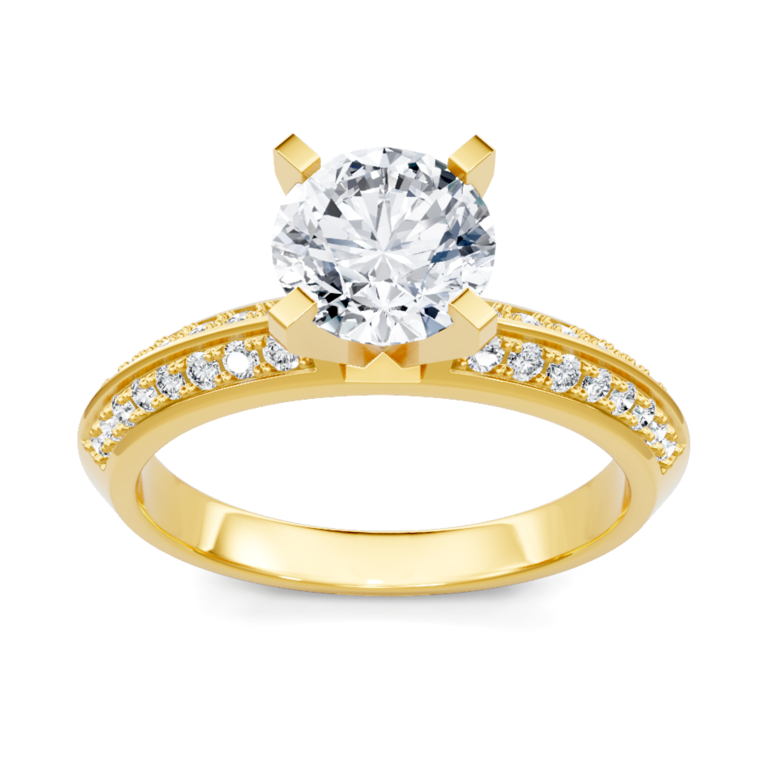 Imagine Bridal 14K Yellow Gold Round Diamond Engagement Ring 0.20ct