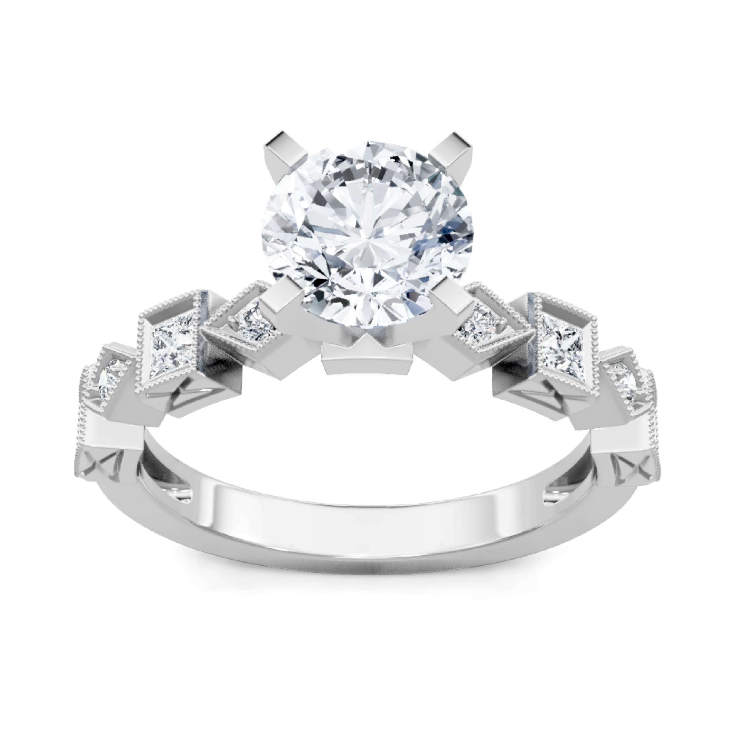 Imagine Bridal 14K White Gold Princess Diamond Engagement Ring 0.05 ct