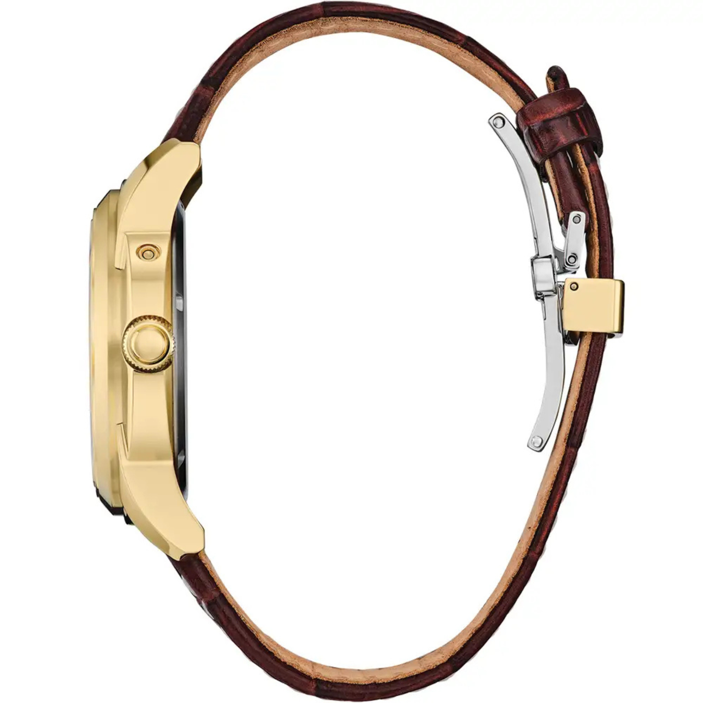 Citizen Calendrier Leather Strap Gold-Tone Dial Watch 41.8 mm