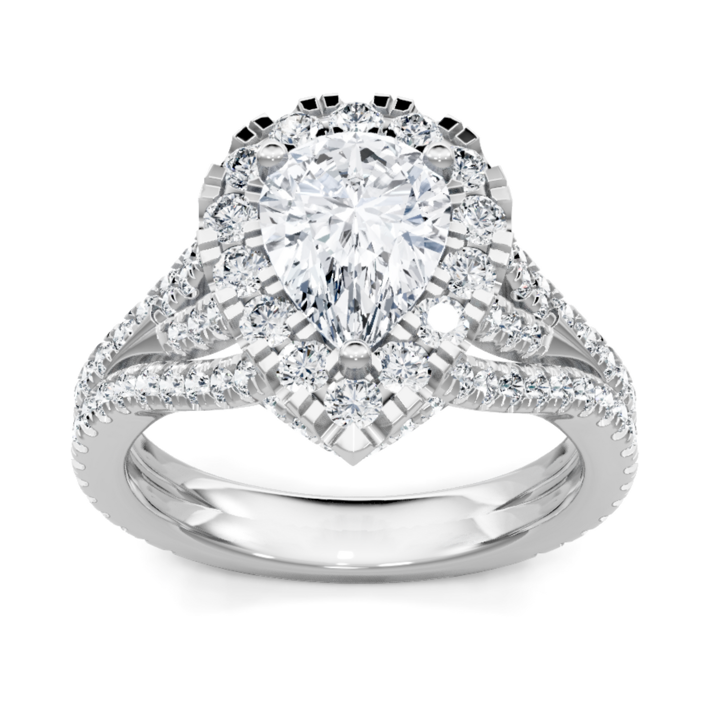 Imagine Bridal 14K White Gold Pear Diamond Engagement Ring 0.10ct