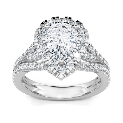 Imagine Bridal 14K White Gold Pear Diamond Engagement Ring 0.10ct
