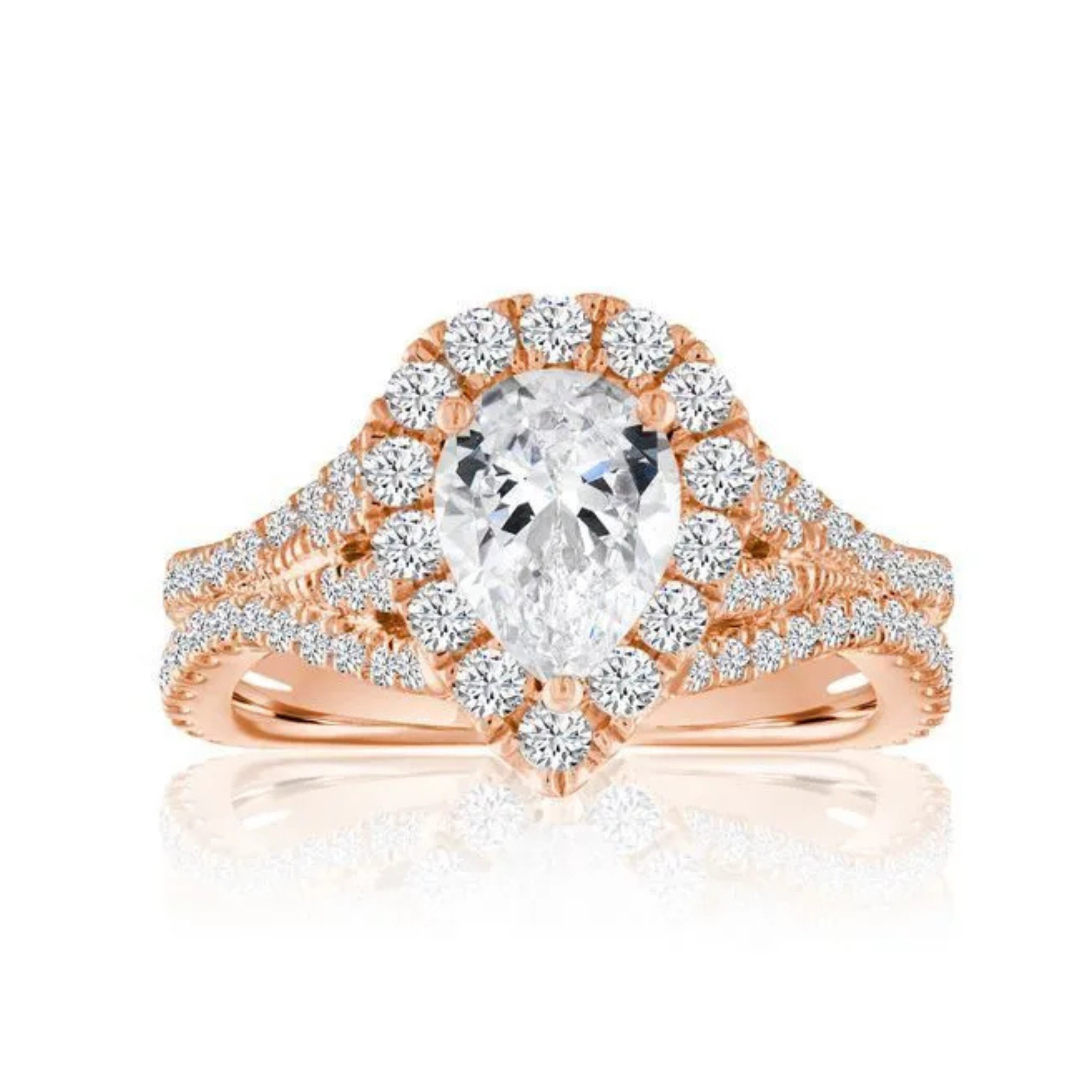 Imagine Bridal 14K White Gold Pear Diamond Engagement Ring 0.10ct