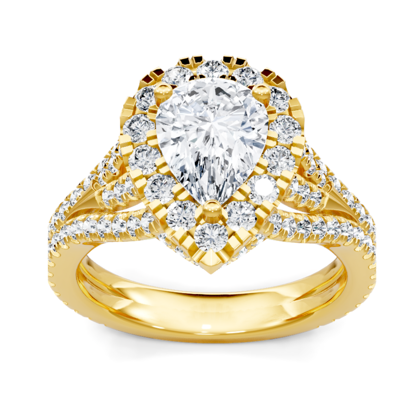 Imagine Bridal 14K Yellow Gold Pear Diamond Engagement Ring 0.10ct