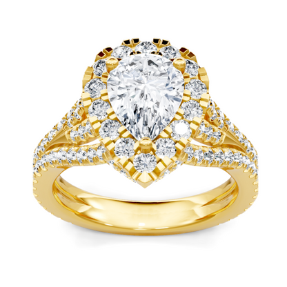 Imagine Bridal 14K Yellow Gold Pear Diamond Engagement Ring 0.10ct