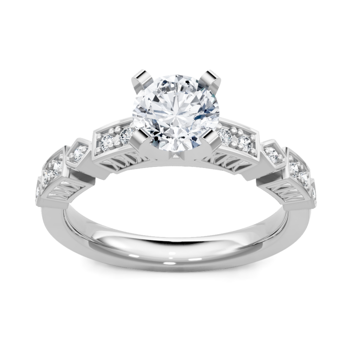 Imagine Bridal 14K White Gold Round Diamond Engagement Ring 0.10ct