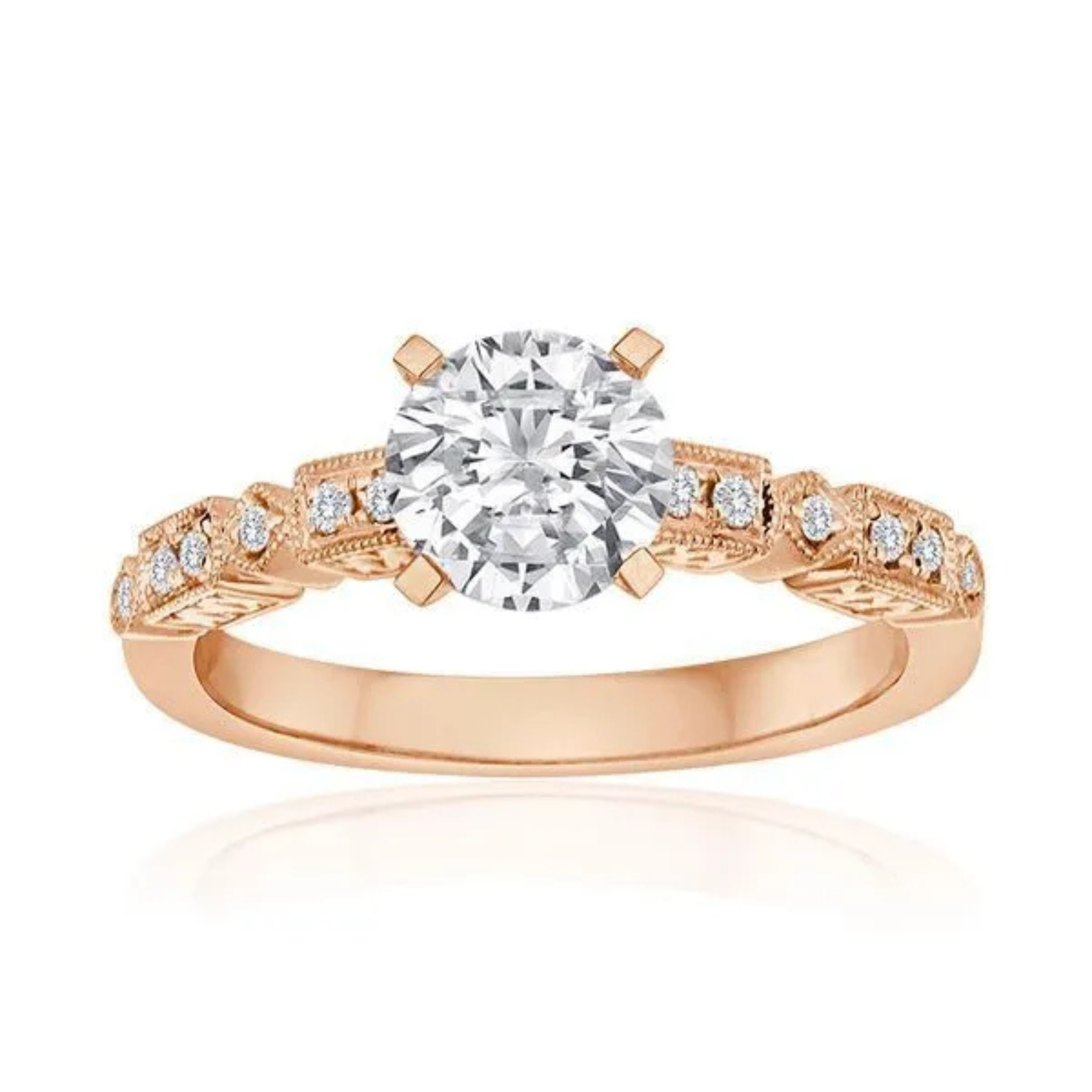 Imagine Bridal 14K White Gold Round Diamond Engagement Ring 0.10ct