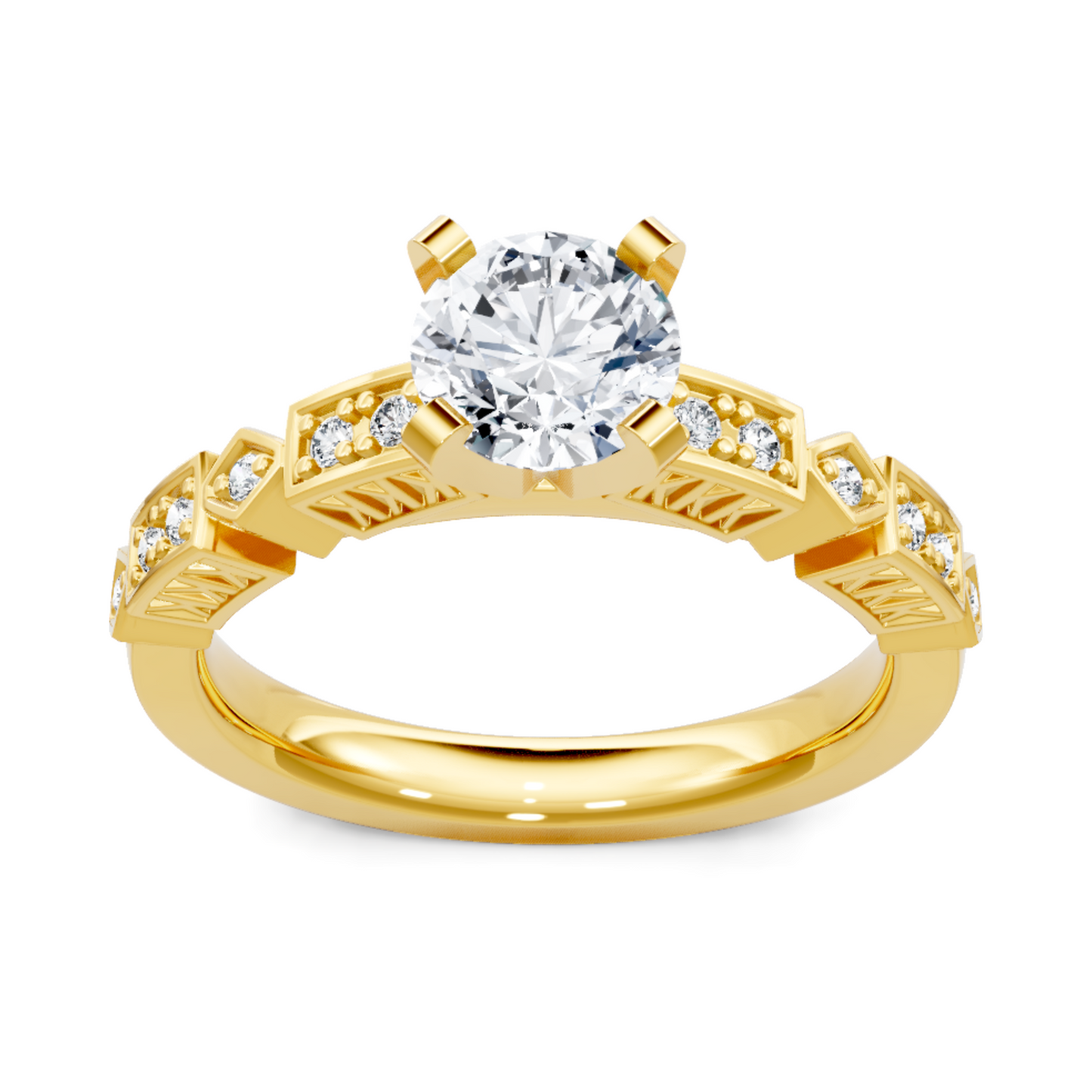 Imagine Bridal 14K Yellow Gold Round Diamond Engagement Ring 0.10ct