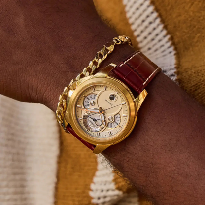 Citizen Calendrier Leather Strap Gold-Tone Dial Watch 41.8 mm